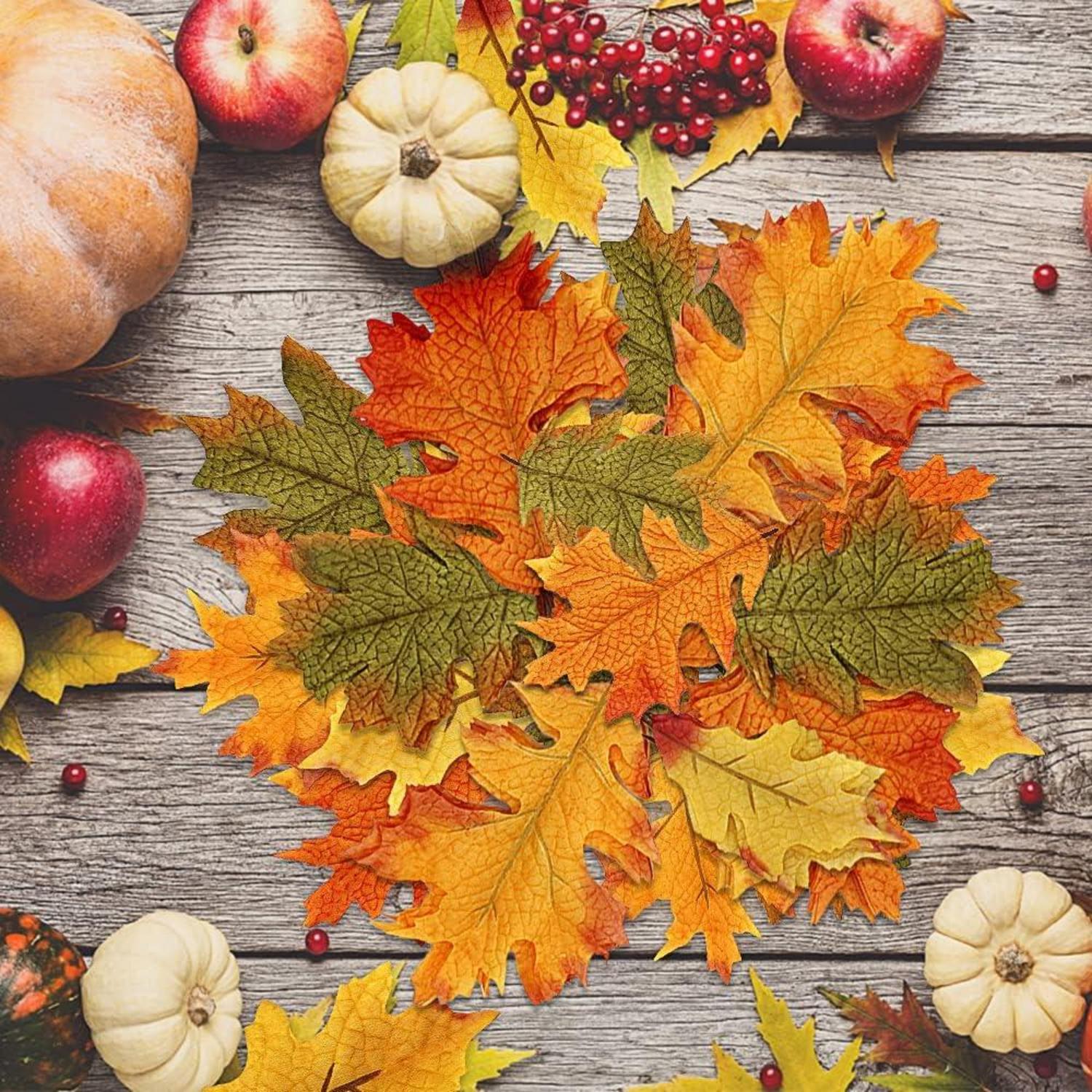 25 Stück bunte künstliche Ahornblätter Herbstbasteleien Deko