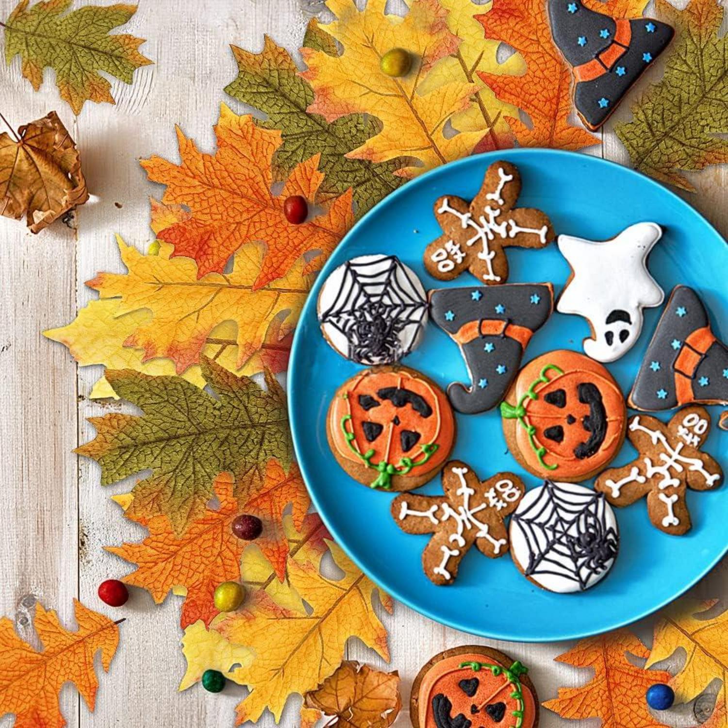 25 Stück bunte künstliche Ahornblätter Herbstbasteleien Deko