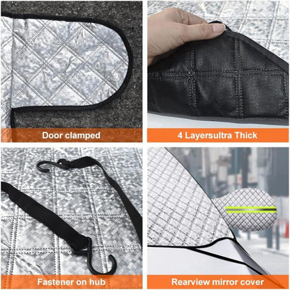 Windschutzscheibenabdeckung Auto Winter UV-beständig 197 x 125 cm Silber Schwarz