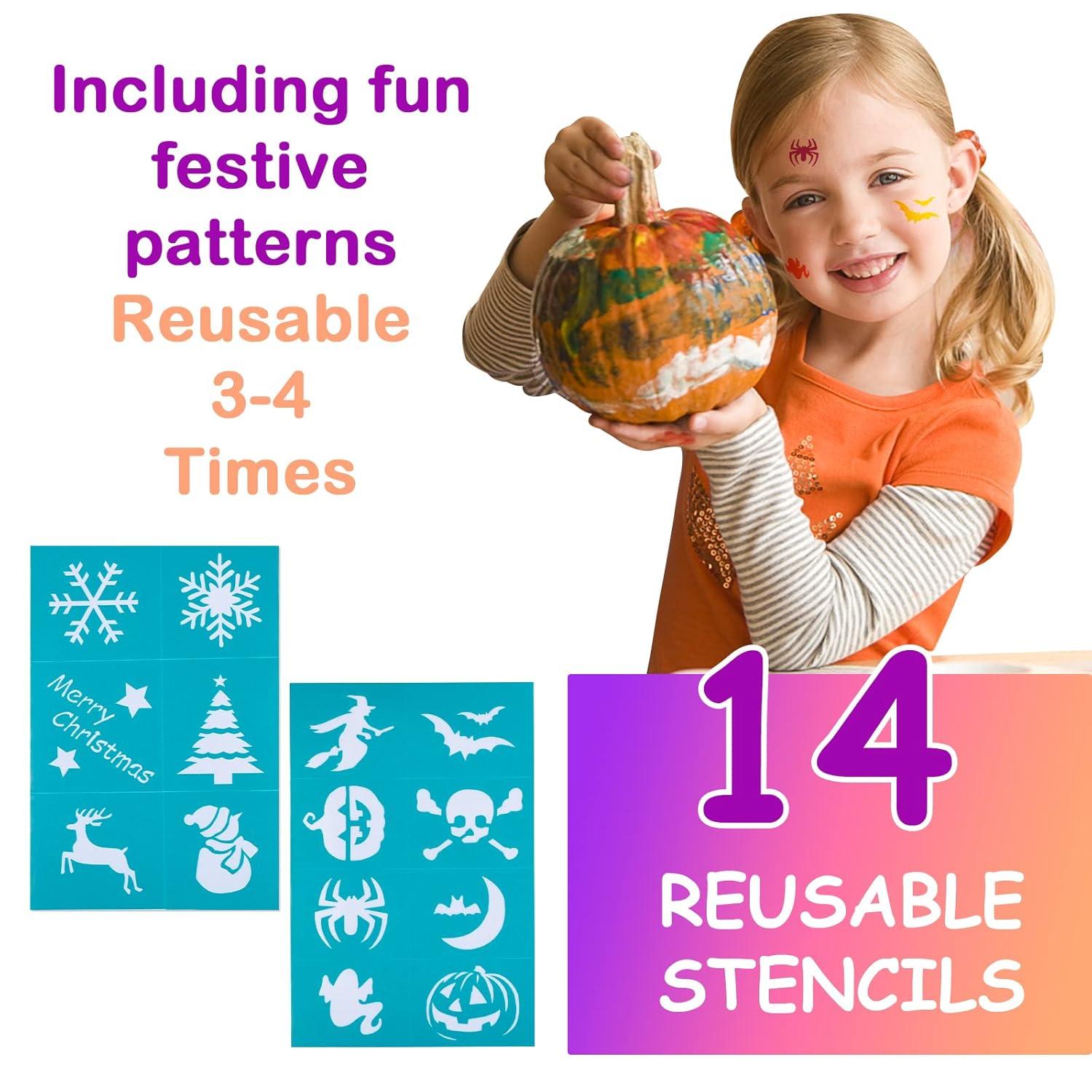 17 Farben Kinderschminke Set mit Schablonen und Zubehör