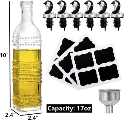 6er Pack Ölflaschen 500ml Glas Ölspender mit Ausgießern