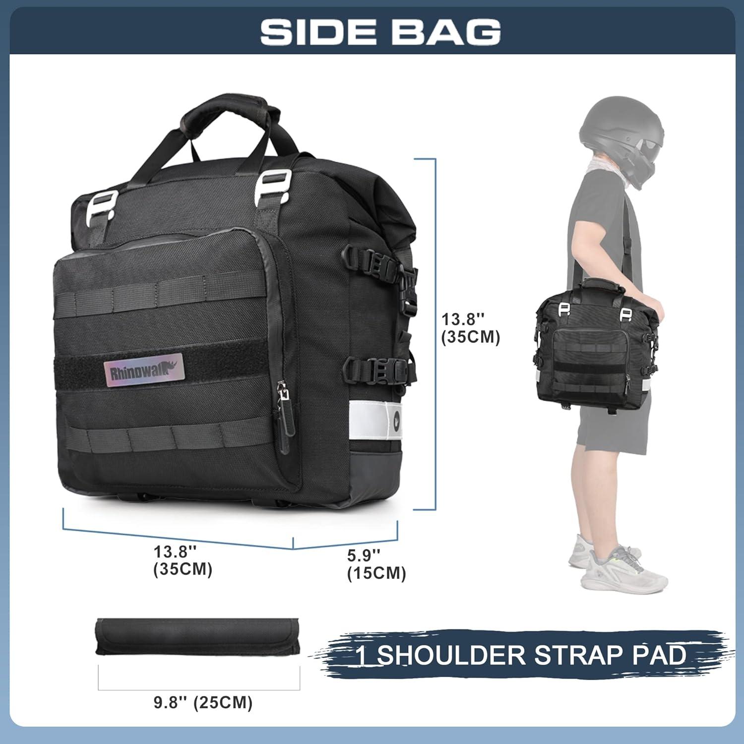 Motorrad Satteltasche 20L Wasserdicht Schwarz Reflektierend