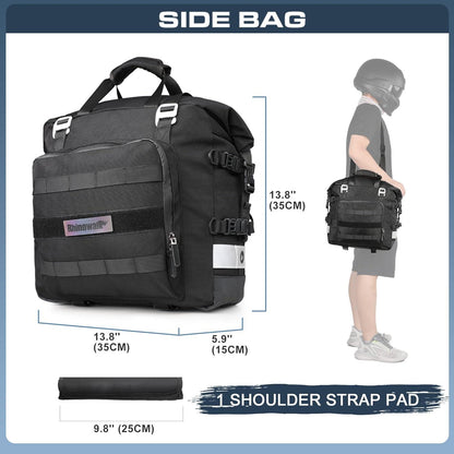 Motorrad Satteltasche 20L Wasserdicht Schwarz Reflektierend