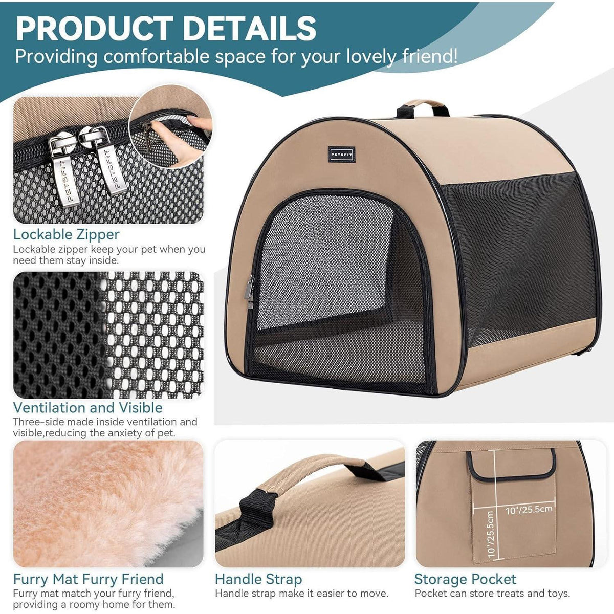 Faltbare Hundebox M – Atmungsaktiv & Tragbar mit Kissen