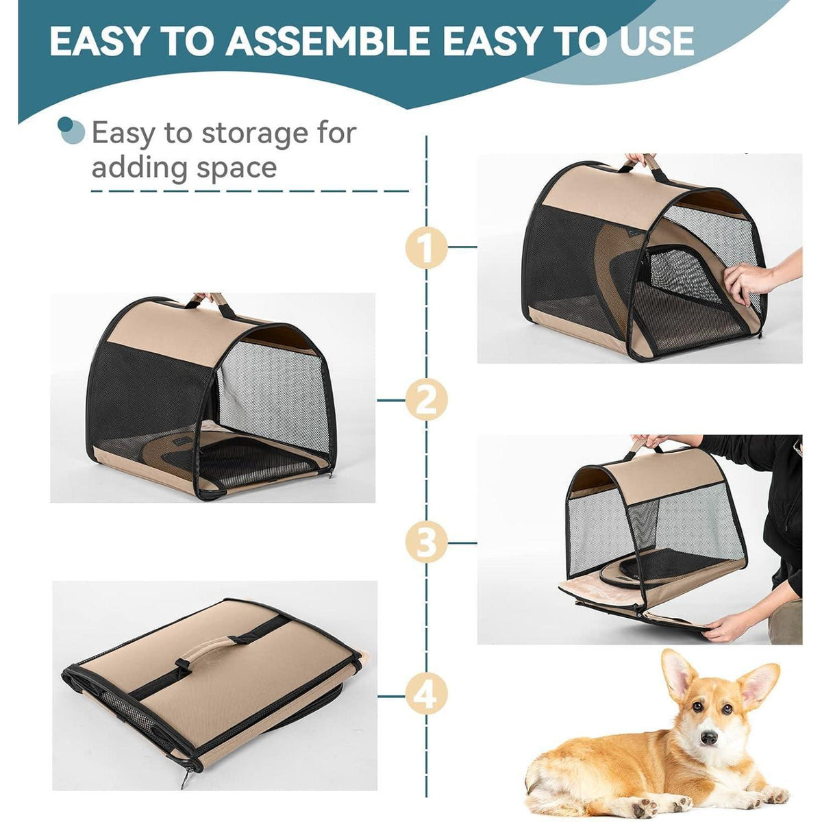 Faltbare Hundebox M – Atmungsaktiv & Tragbar mit Kissen