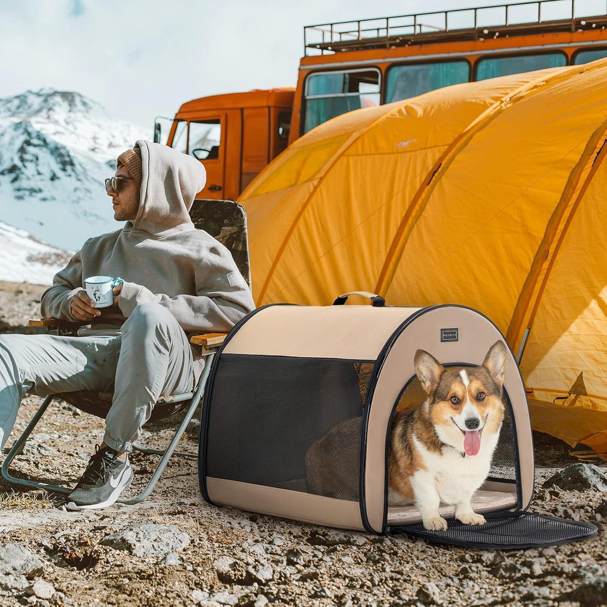 Faltbare Hundebox M – Atmungsaktiv & Tragbar mit Kissen
