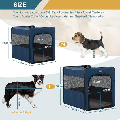 Faltbare Hundebox Auto mit Plüschmatte – Blau, M 61x46x53.5cm