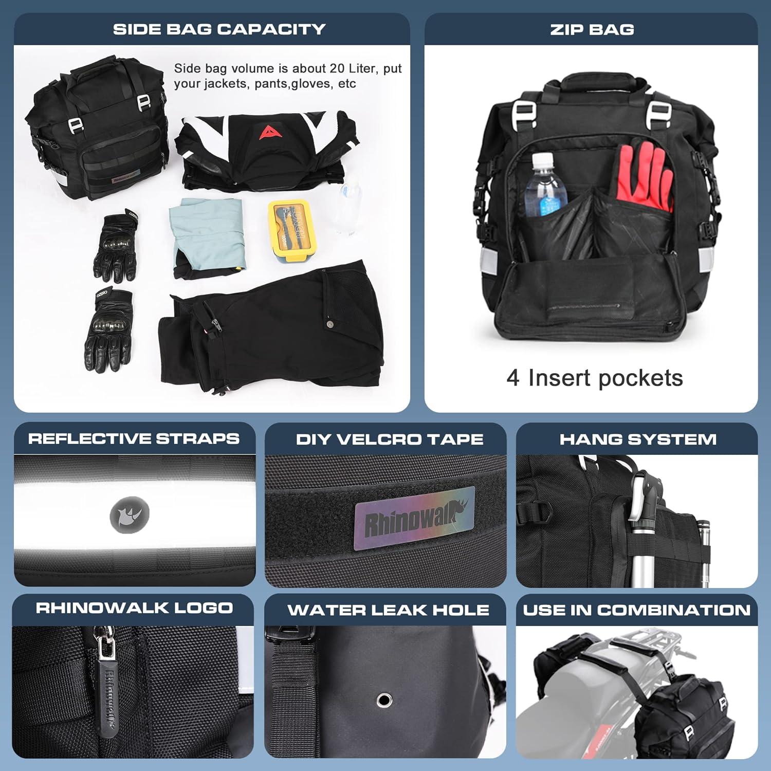 Wasserdichte Motorrad Satteltasche 20L Grün Reflective Logo, Gepäcktasche