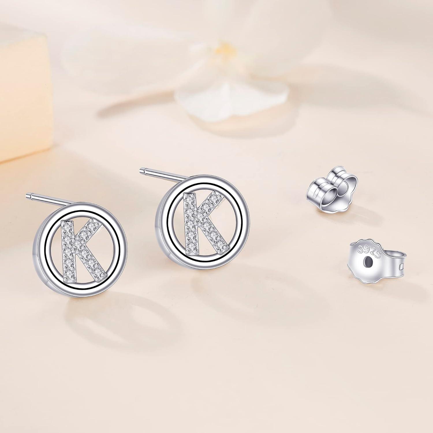 Initialen Ohrringe Silber 925 Alphabet Schmuck Mädchen Damen