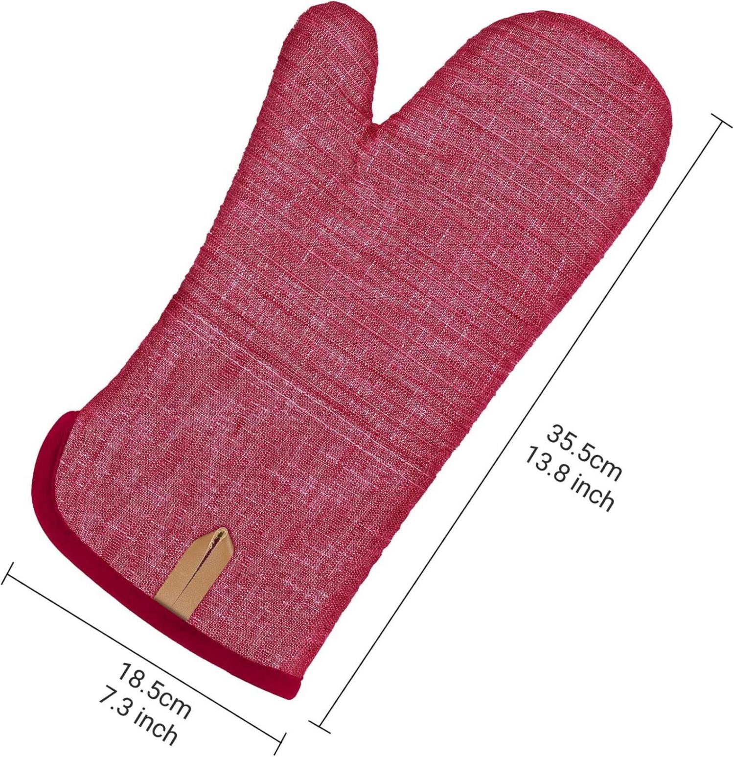 Topflappen und Ofenhandschuhe Set Hitzebeständig Silikon Gestreift - 4er Set Rot