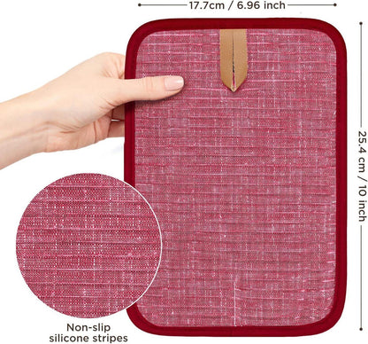 Topflappen Ofenhandschuhe Set Hitzebeständig Silikon Gestreift Rot - 4er Set