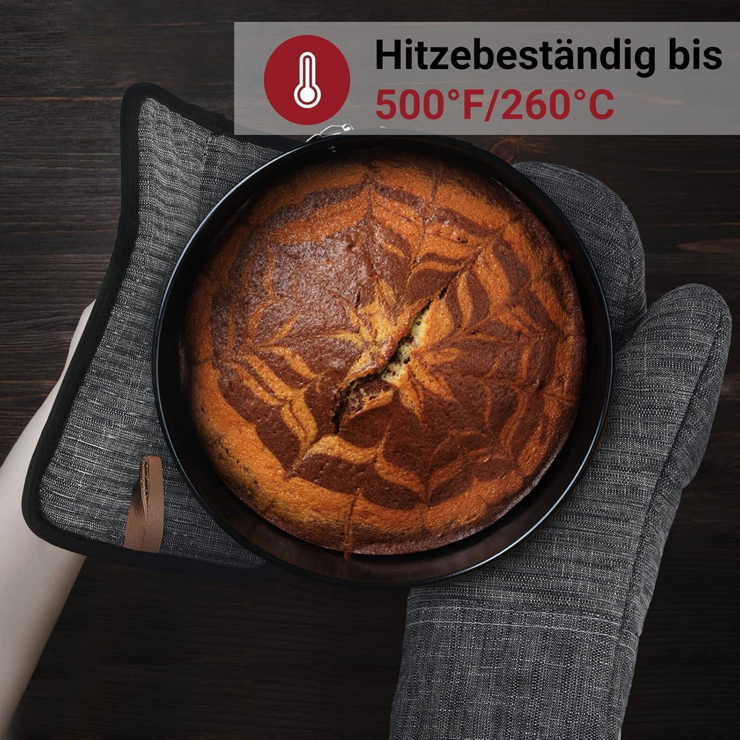 Ofenhandschuhe und Topflappen Set Hitzebeständig Grau 4er
