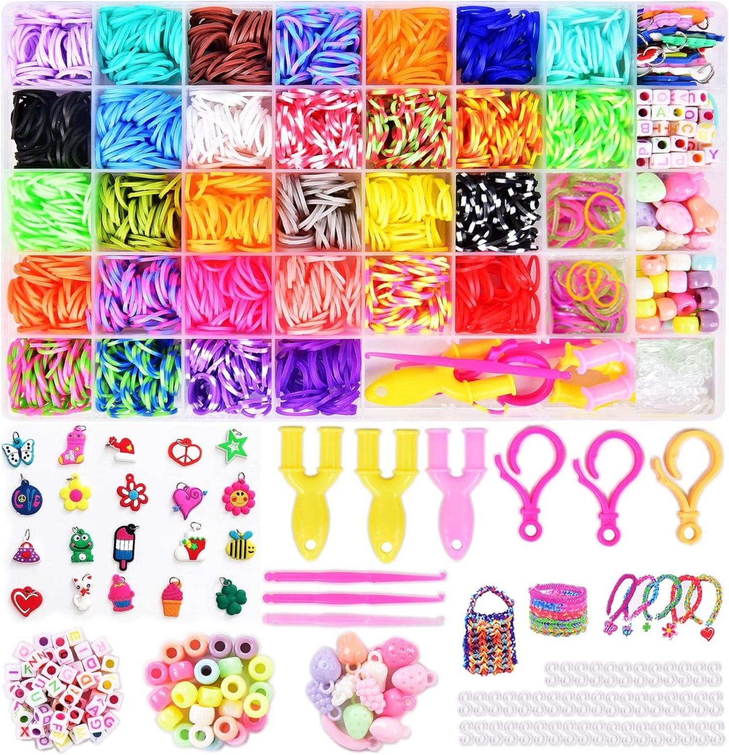 Gummibänder Set 3000+ Loops für Kinder Basteln Armbänder