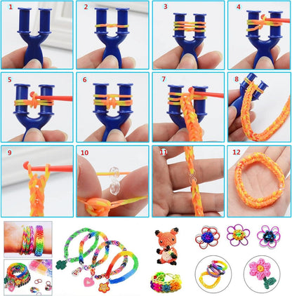 Gummibänder Set 3000+ Loombänder Kinder Basteln Armbänder Gummi Kasten