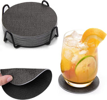 Chitomars Leder Untersetzer Set rutschfest abwaschbar Grau Schwarz
