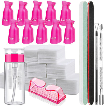 Nagellackentferner Werkzeuge Nagel Clips Kappen Set Nagelbürste 100ML