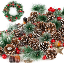 108-teiliges Weihnachtsdeko-Set Beeren Tannenzapfen Eicheln Holzsterne