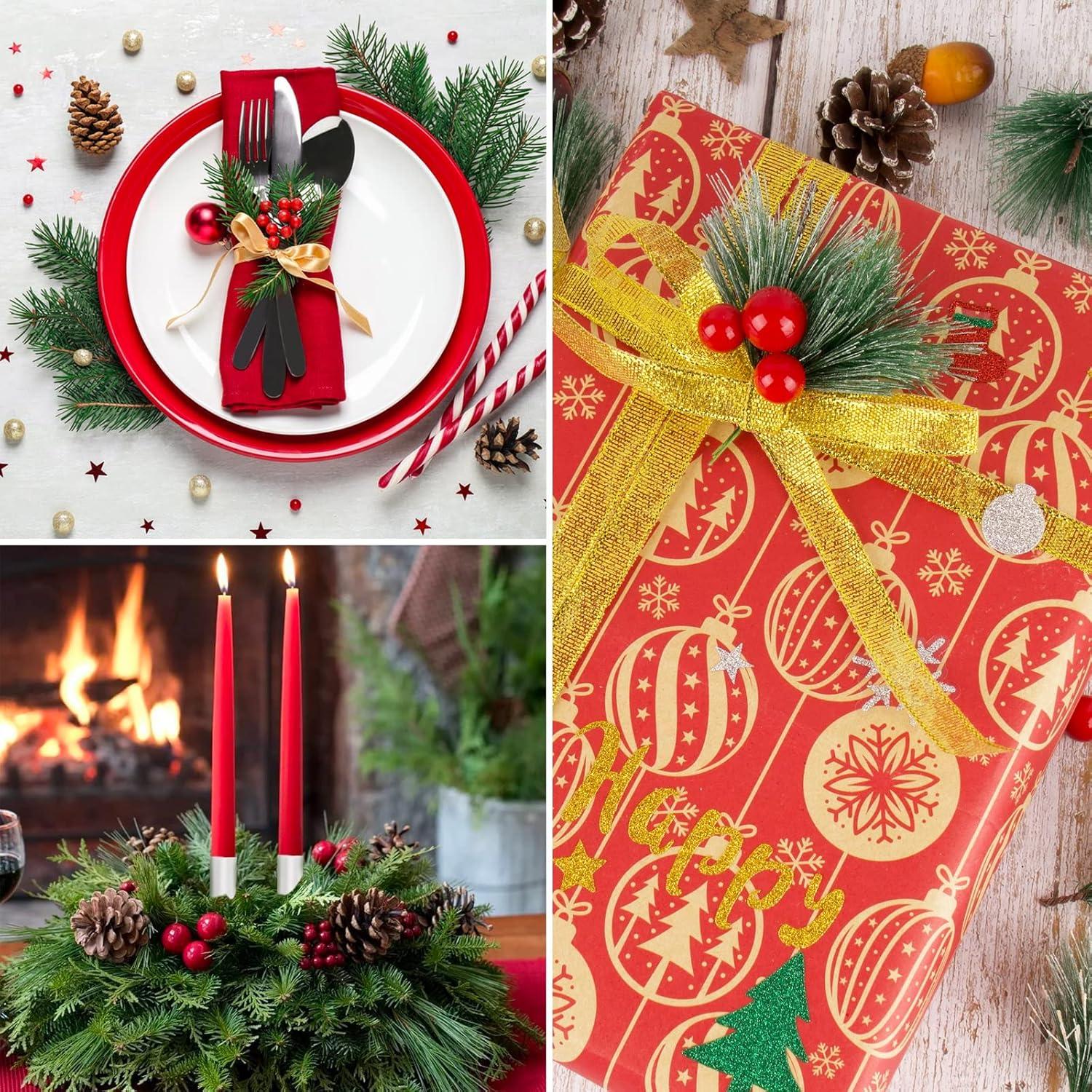 VINFUTUR 108-teiliges Weihnachtsbastelset Beeren Tannenzapfen Eicheln Holzsterne