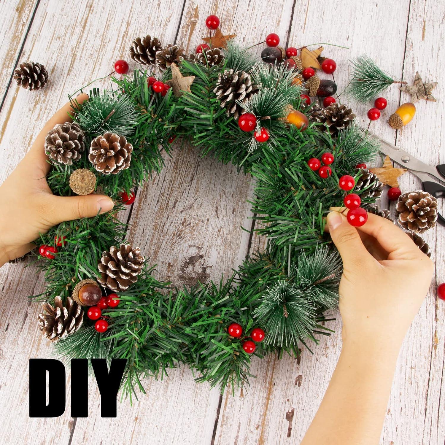 Weihnachtsdeko DIY Bastelset Beeren Tannenzapfen Eicheln Holzsterne