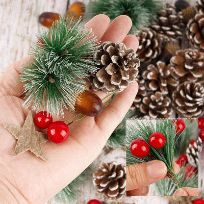 Weihnachtsdeko DIY Bastelset Beeren Tannenzapfen Eicheln Holzsterne