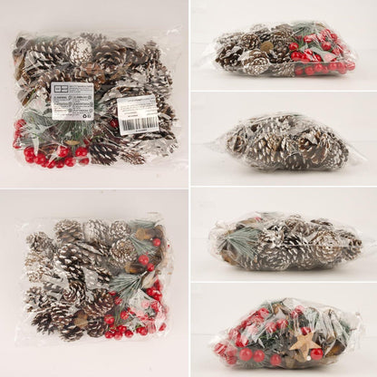 VINFUTUR 108-teiliges Weihnachtsbastelset Beeren Tannenzapfen Eicheln Holzsterne