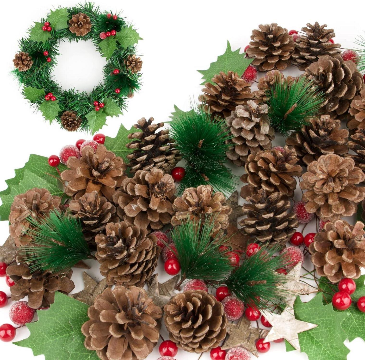 DIY Weihnachtskranz Bastelset Beeren Tannenzapfen Holzsterne