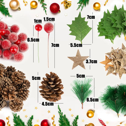 108-teiliges Weihnachtskranz Bastelset Beeren Tannenzapfen