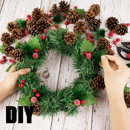 108-teiliges Weihnachtskranz Bastelset Beeren Tannenzapfen Holzsterne Blätter