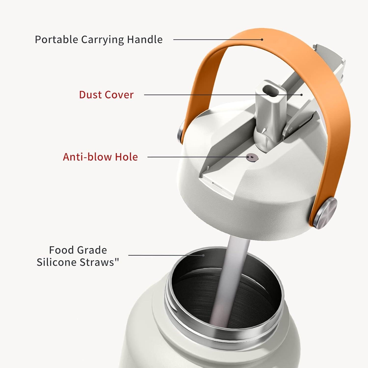 Edelstahl Trinkflasche mit Strohhalm 750ml