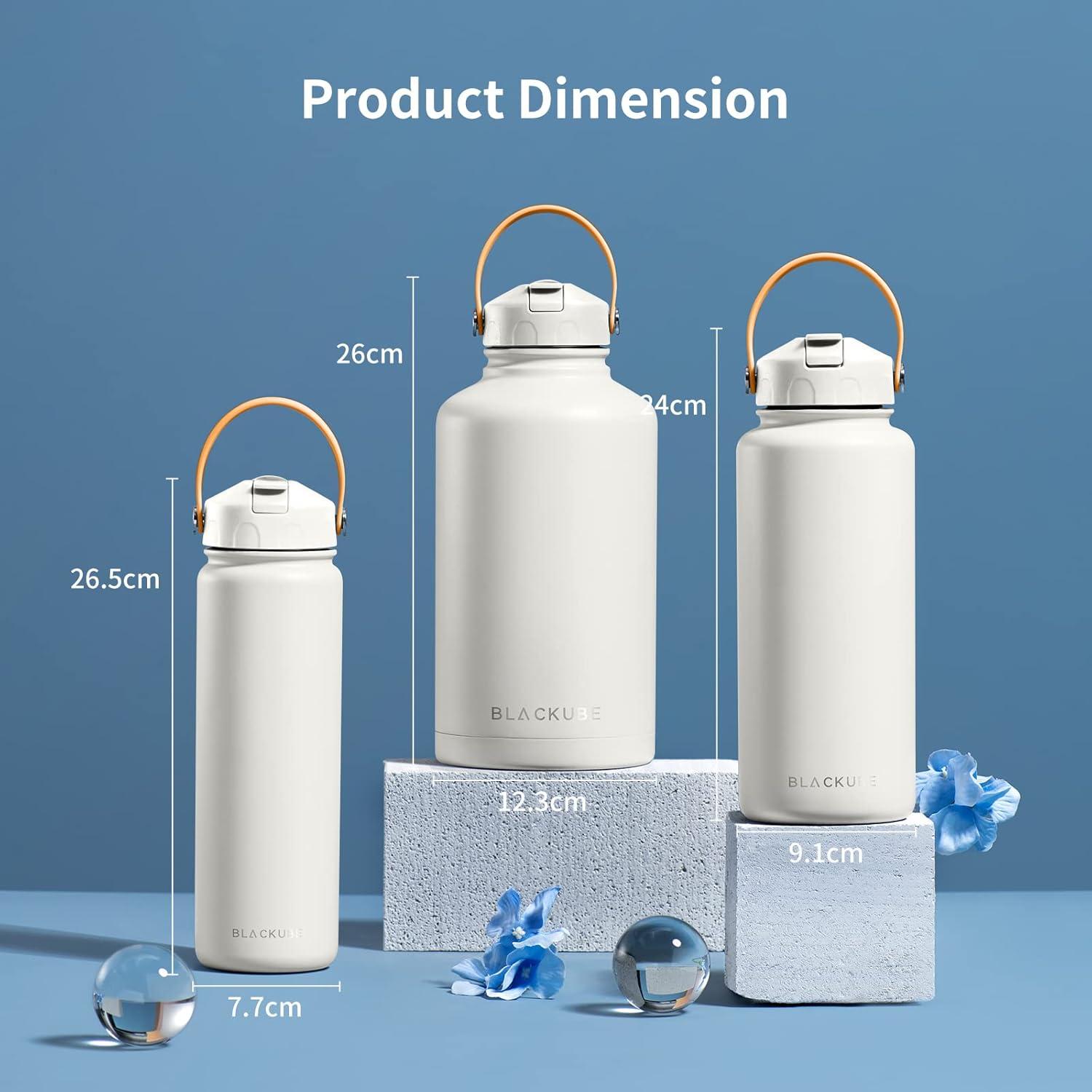 Edelstahl Trinkflasche mit Strohhalm 750ml - Thermosflasche