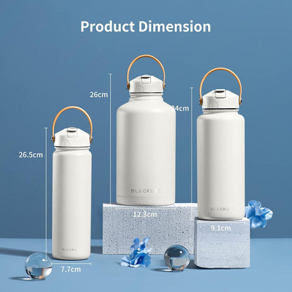 Edelstahl Trinkflasche mit Strohhalm 750ml - Thermosflasche