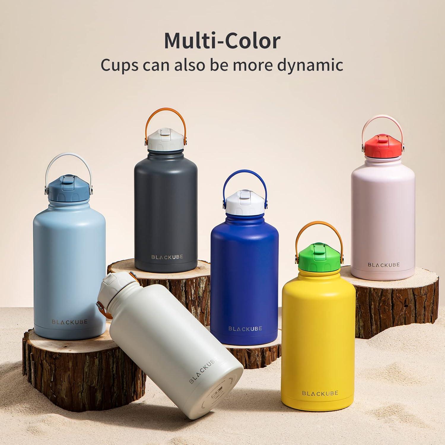 Blackube Edelstahl Trinkflasche Strohhalm 750ml- Thermo BPA-Frei Auslaufsicher