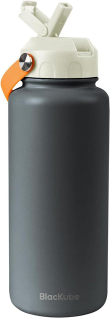 Edelstahl Trinkflasche mit Strohhalm 1000ml BPA-frei, Auslaufsicher