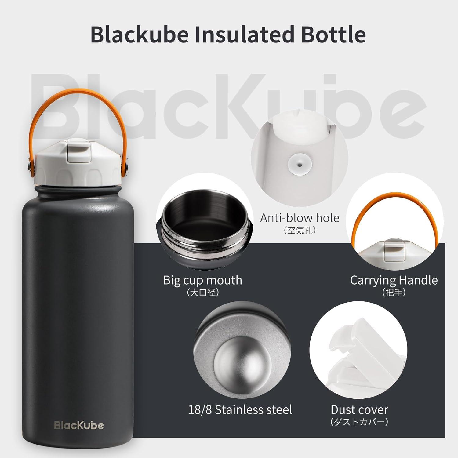 Edelstahl Trinkflasche mit Strohhalm 1000ml BPA-frei, Auslaufsicher