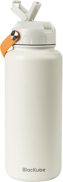 Isolierte Edelstahl Trinkflasche mit Strohhalm 1000ml BPA-Frei