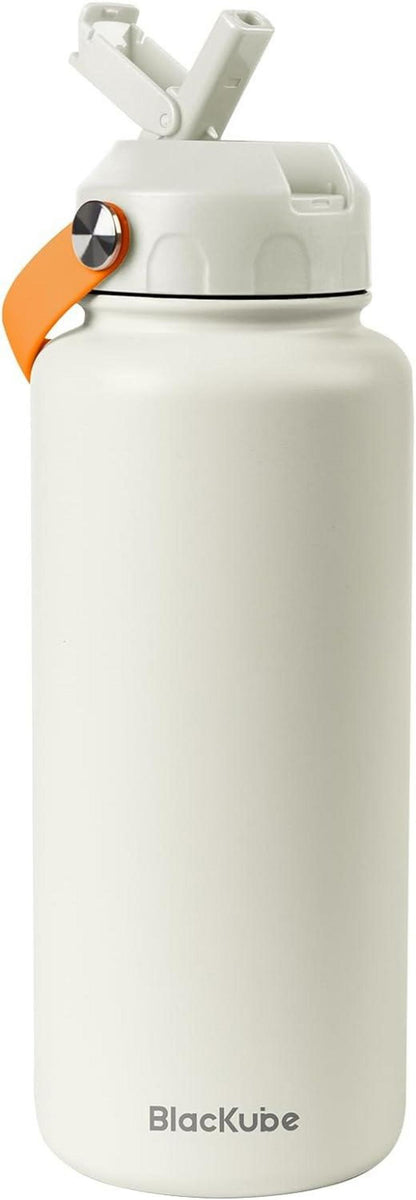 Isolierte Edelstahl Trinkflasche mit Strohhalm 1000ml BPA-Frei