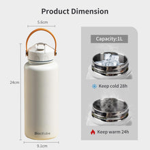 Edelstahl Trinkflasche mit Strohhalm 1000ml BPA-frei