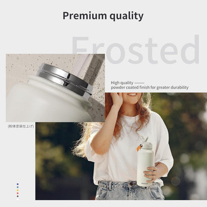 Edelstahl Trinkflasche 1000ml mit Strohhalm