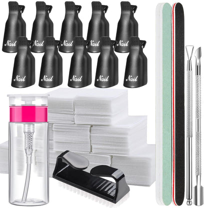 Nagellackentferner Set Clips Wattepads Gelnägel Hautschieber Feile