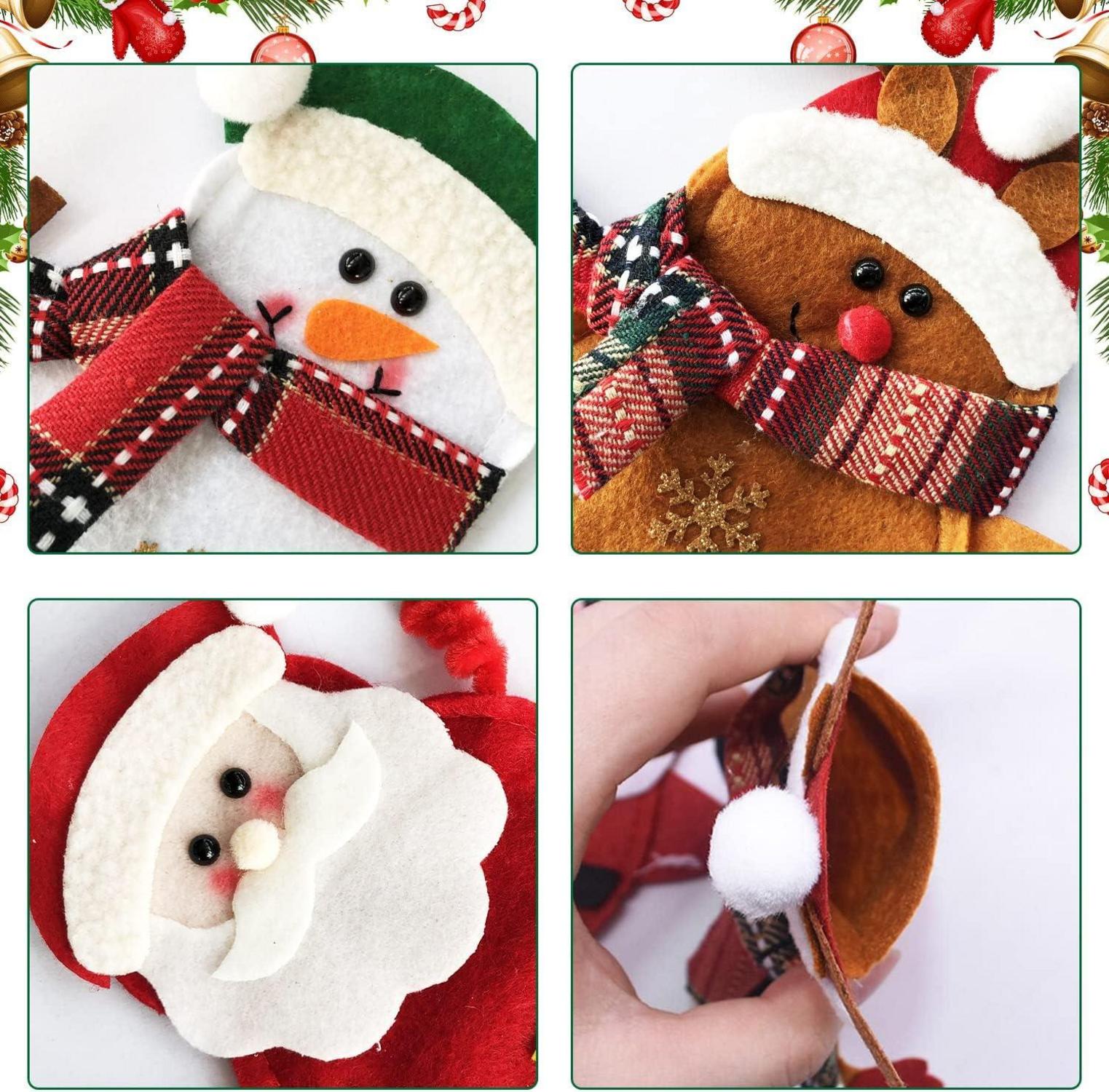 Weihnachten Bestecktasche Rentier Schneemann Tischdeko Set