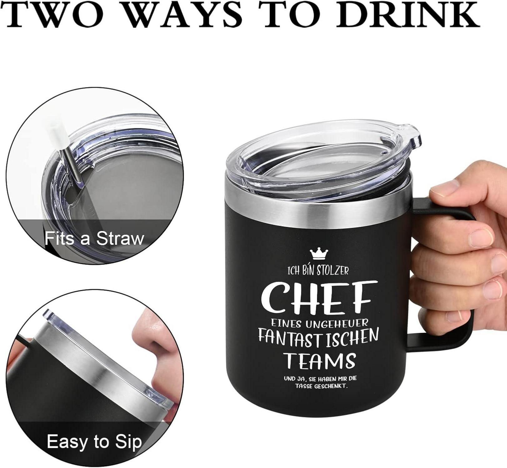 Chef Geschenke Tasse 350ml Edelstahl Camping Becher Schwarz