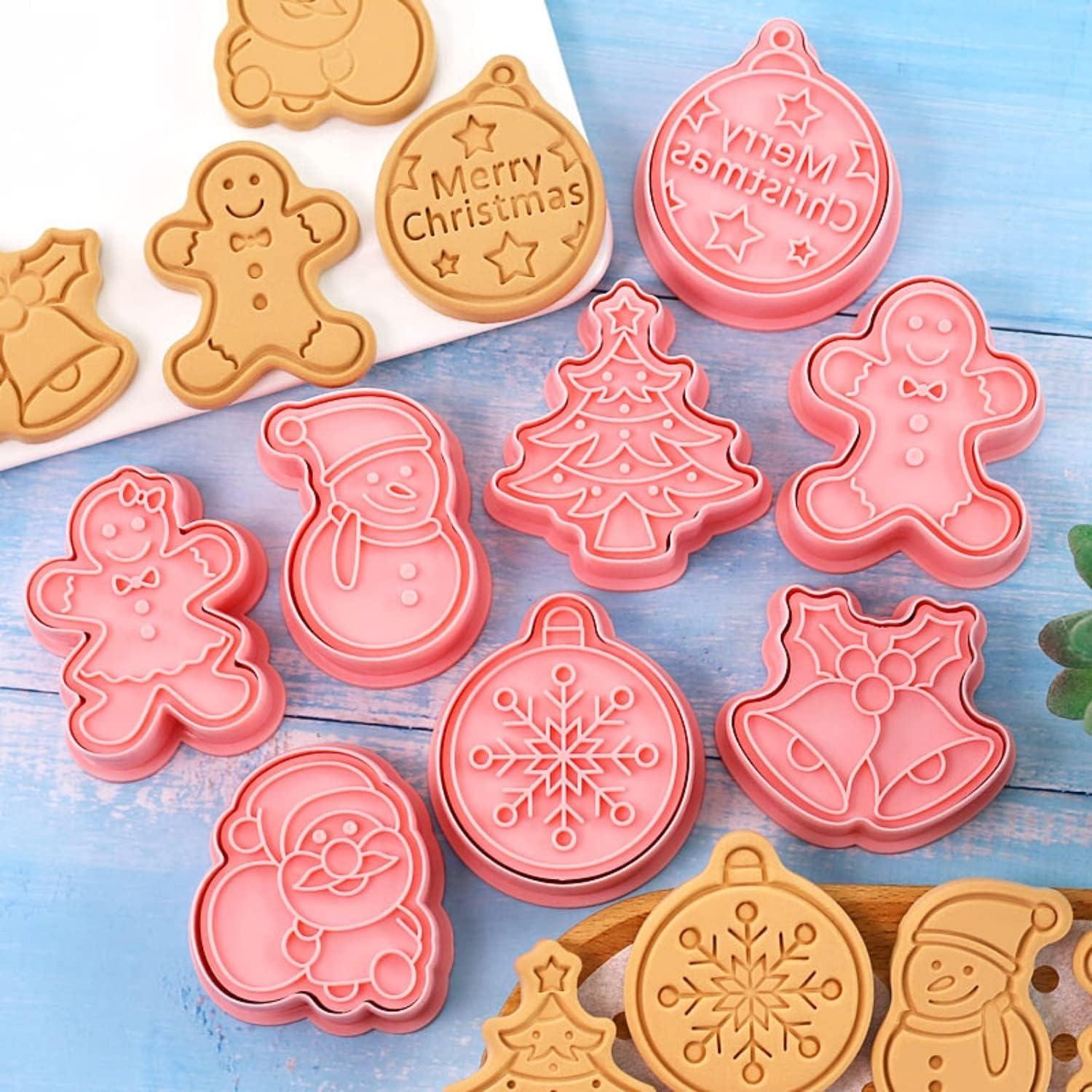 Weihnachts-Ausstechformen und Stempel Set, 8-teilig, 3D-Design