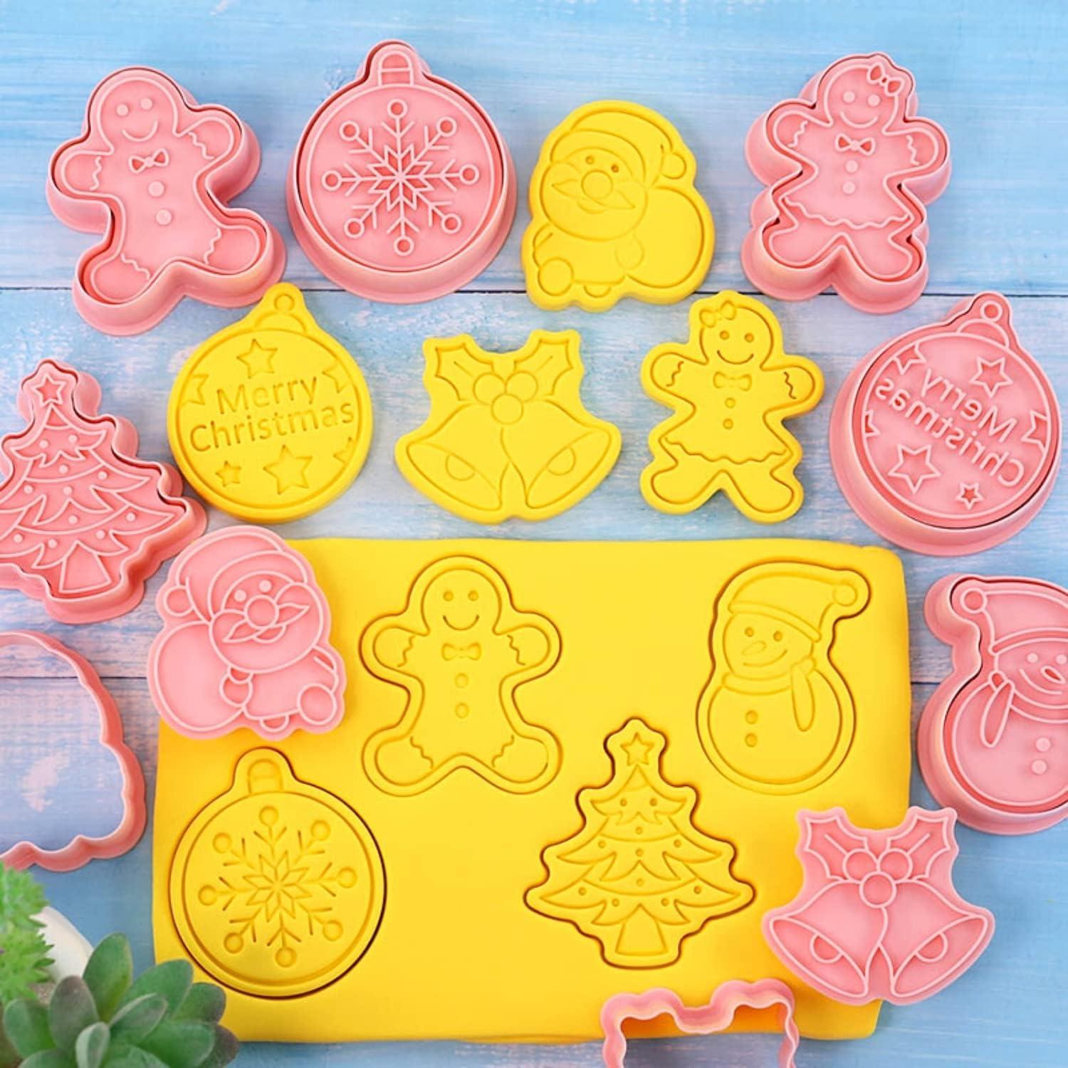 Weihnachts-Ausstechformen 3D-Set für Plätzchen, Kuchen: Weihnachtsmann, Schneemann, Weihnachtsbaum