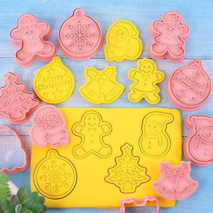 Weihnachts-Ausstechformen 3D-Set für Plätzchen, Kuchen: Weihnachtsmann, Schneemann, Weihnachtsbaum