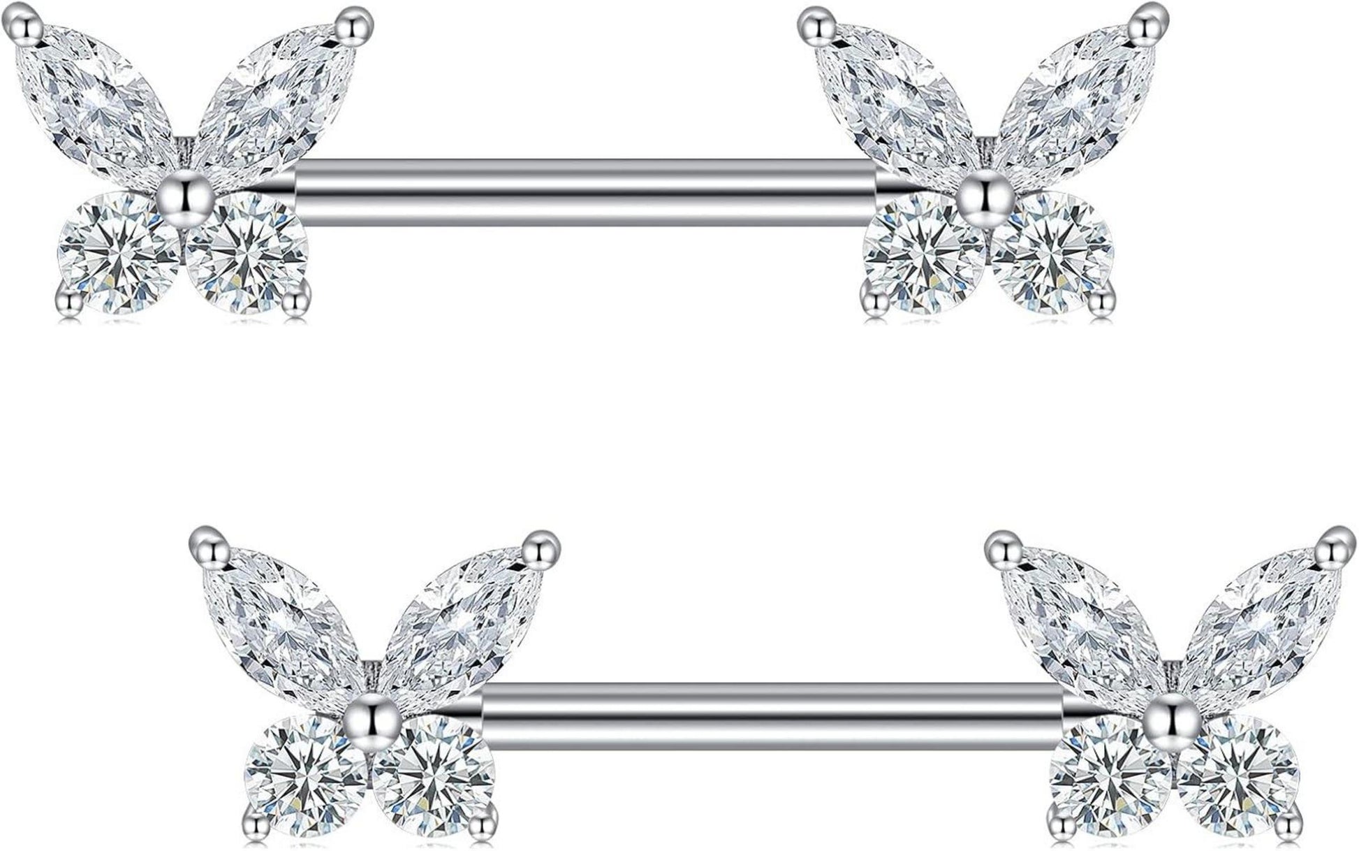 14G Nippel Piercing Schmetterlingsdiamant Herz Opal Katze