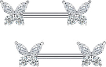 14G Nippel Piercing Schmetterlingsdiamant Herz Opal Katze
