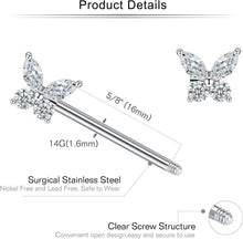 Nippel Piercing 14G Chirurgenstahl Schmetterling Diamant