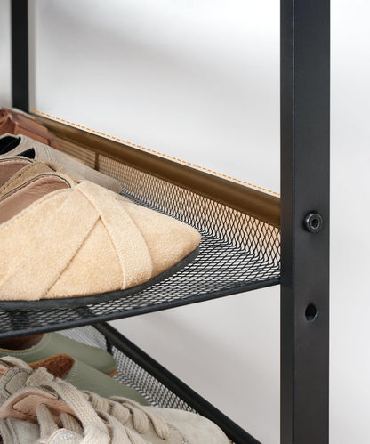 HOOBRO Schuhregal 5-stöckig verstellbar vintagebraun-schwarz 75x30x81 cm