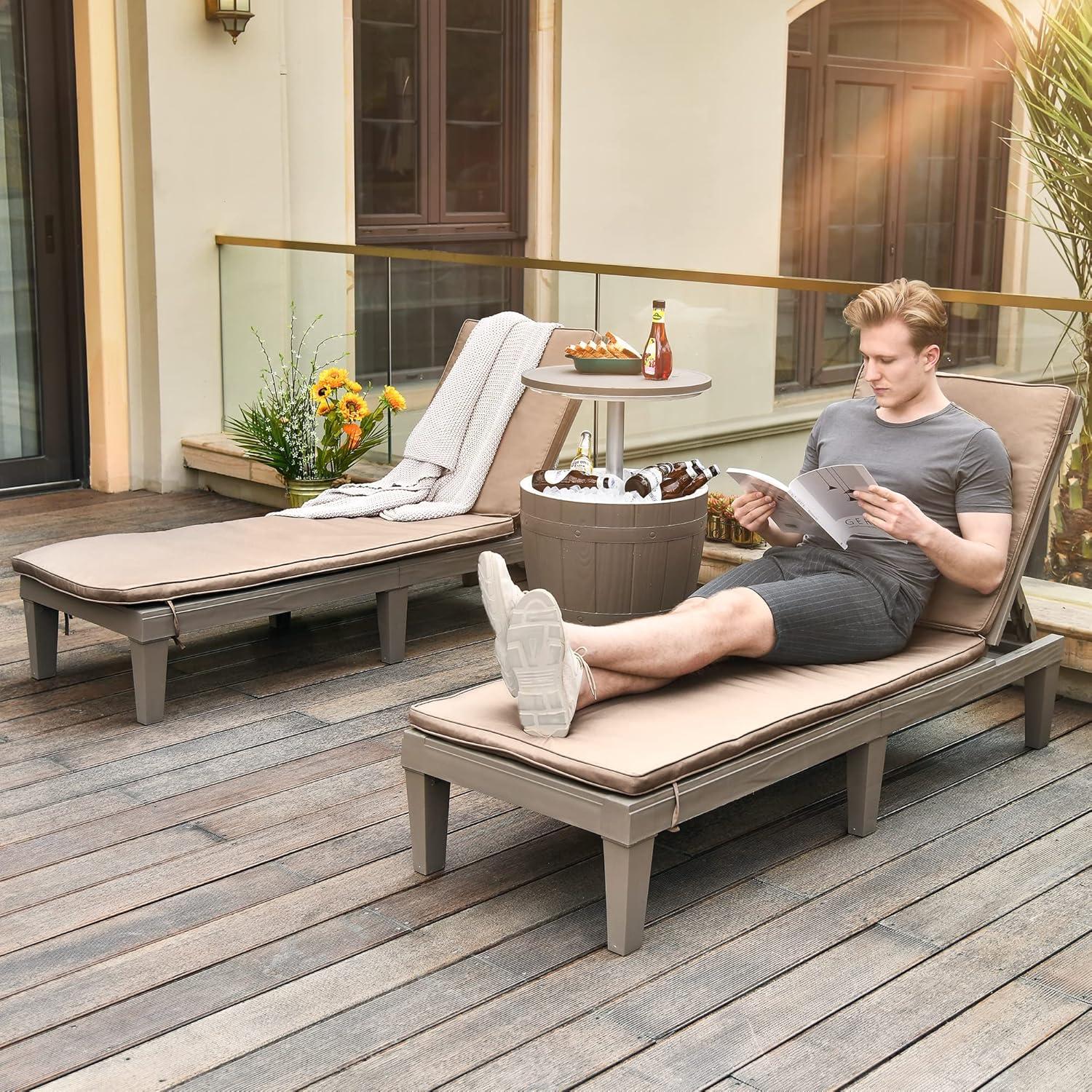 YITAHOME Sonnenliege mit Kissen, Gartenliege Wetterfest