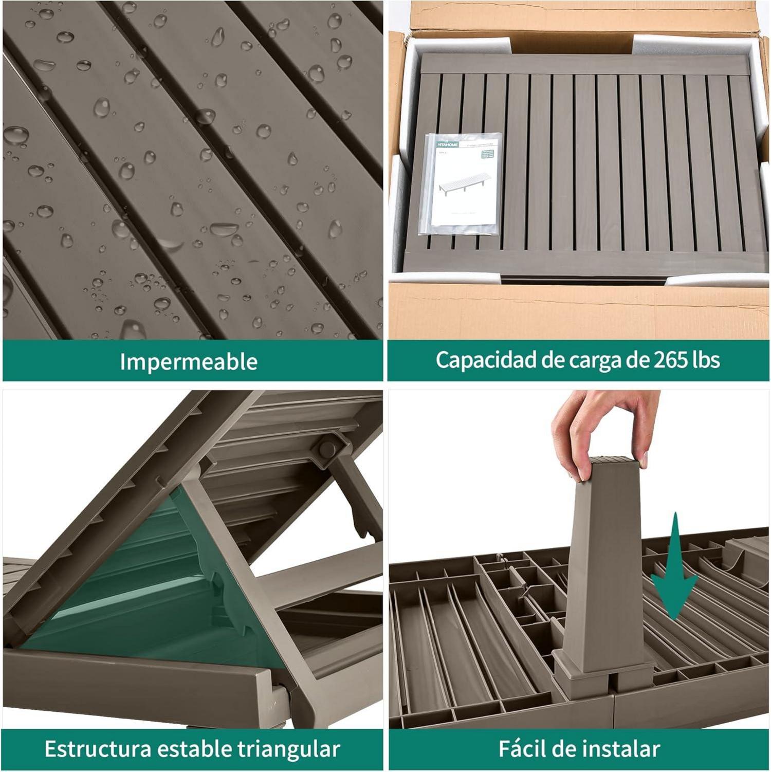 Sonnenliege Gartenliege mit Kissen 200kg Taupe Verstellbare